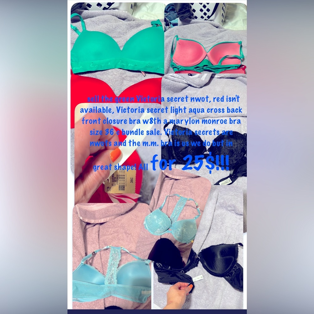 2 Victoria secrets bra nwots and marylon monroe that's used but excellent cond.